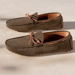BOBBIES : Mocassin Nigel Kaki Cuir Suédé