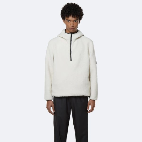 Rains : Fleece Pullover Hoodie Off White – Image 3