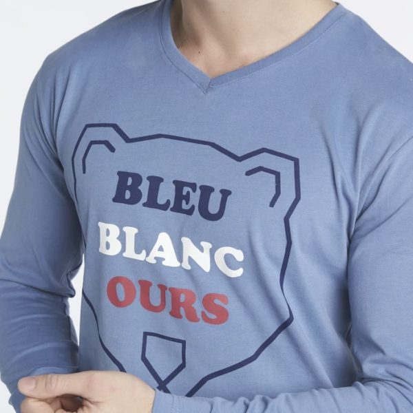 Arthur : Pyjama Long Bleu Blanc Ours – Image 2