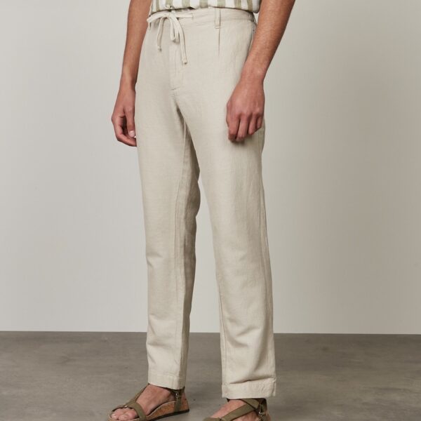 Hartford : Pantalon Tanker Coton et Lin Beige – Image 2