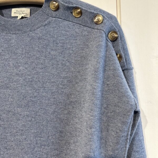 Hartford : Pull Malix en laine et cachemire bleu – Image 2