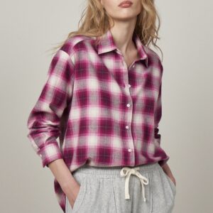 Hartford : Chemise Cinéma en flanelle à carreaux rose