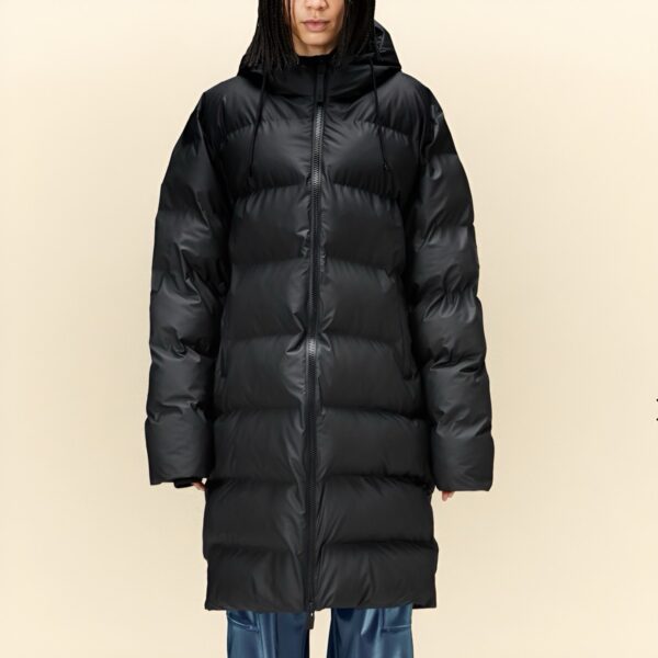Rains : Alfa Long Puffer Jacket black – Image 2