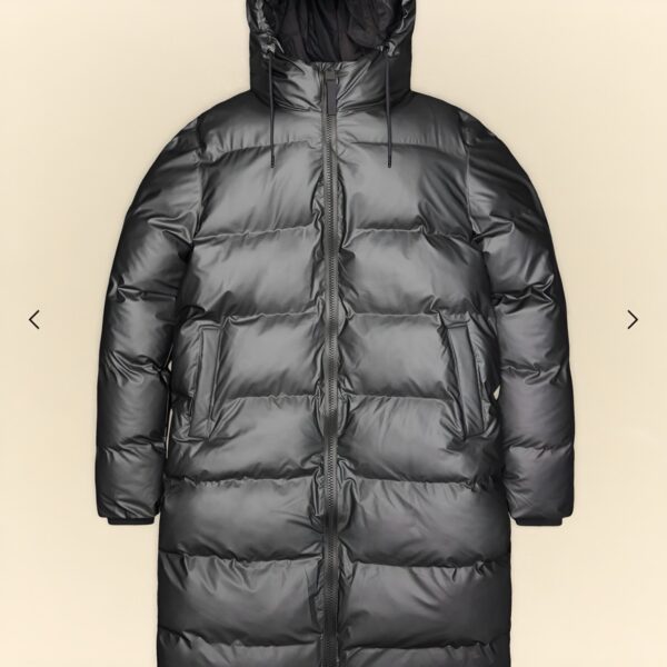 Rains : Alfa Long Puffer Jacket metallic grey