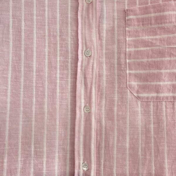 Hartford : Chemise Connor coton lin rayée rose – Image 2