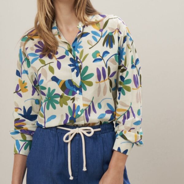 Hartford : Chemise Cristal imprimé fleurs oiseaux