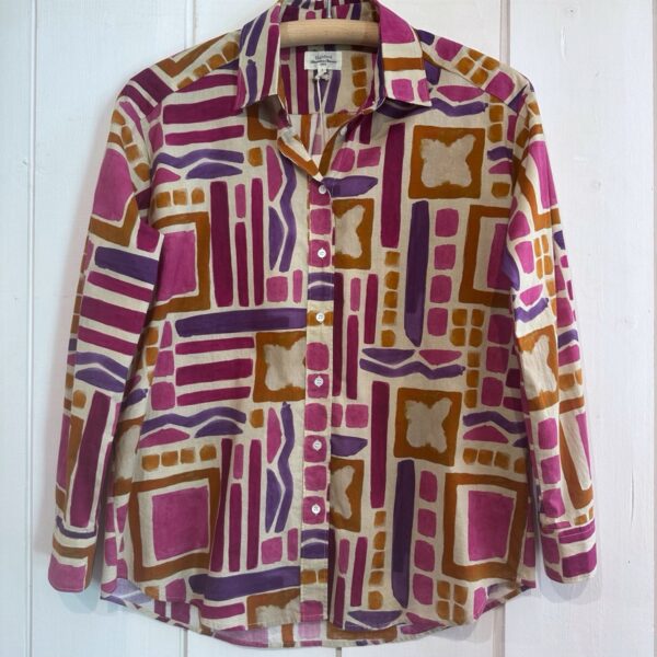 Hartford : Chemise Cinéma imprimé éthnique rose camel