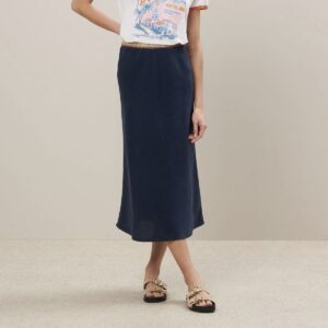 Hartford : Jupe Jima en lin bleu marine