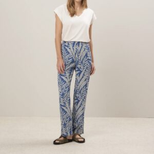 Hartford : Pantalon Prunelle crêpe de viscose imprimé bleu