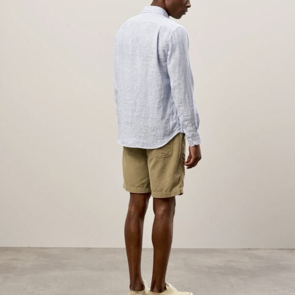 Hartford : Chemise Paul Oxford de Lin Bleu Blanc – Image 3