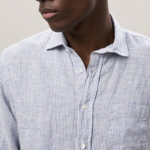 Hartford : Chemise Paul Oxford de Lin Bleu Blanc