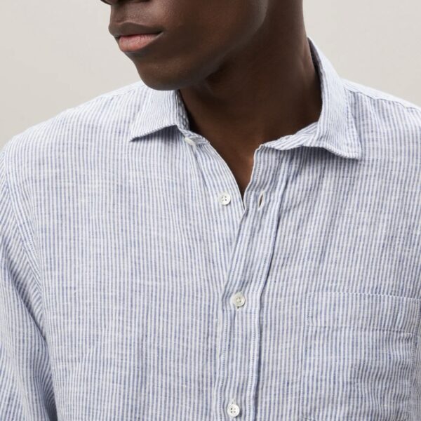 Hartford : Chemise Paul Oxford de Lin Bleu Blanc