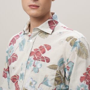 Hartford : Chemise Paul Imprimée Hawaï Sable