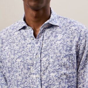 Hartford : Chemise Paul Lin Viscose Bleu Imprimé
