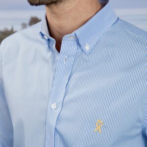 Vicomte Arthur : Chemise Carlo Multipatch regular bleu
