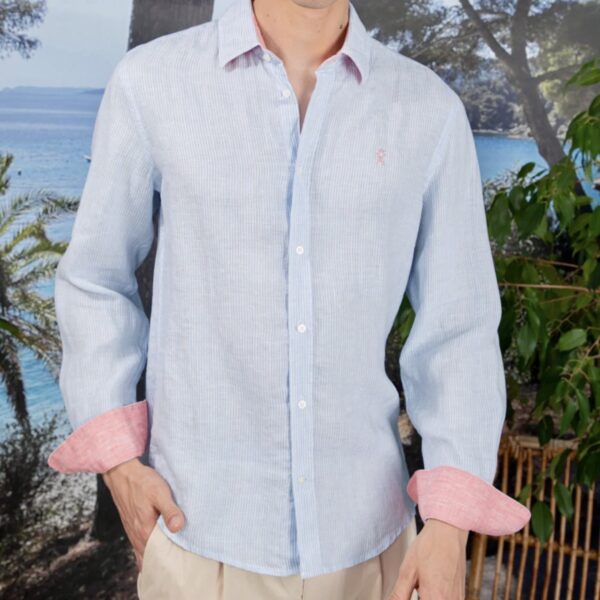 Vicomte Arthur : Chemise Clay lin bleu provençal – Image 2