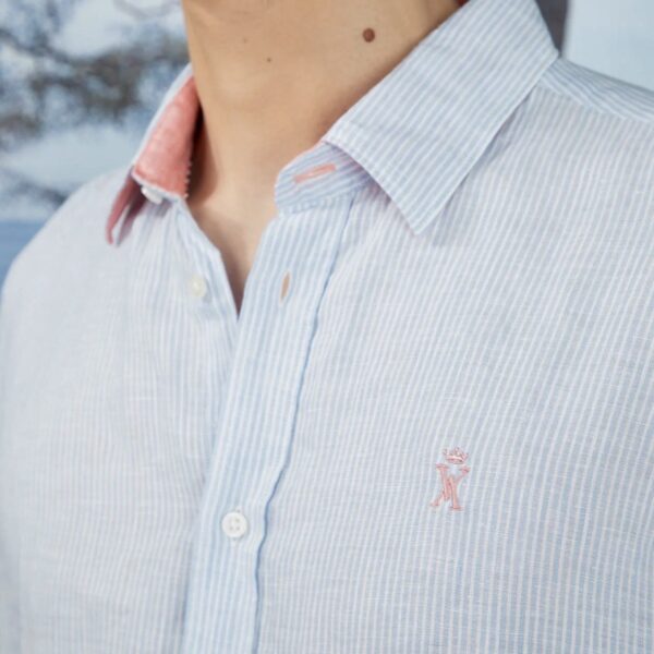 Vicomte Arthur : Chemise Clay lin bleu provençal