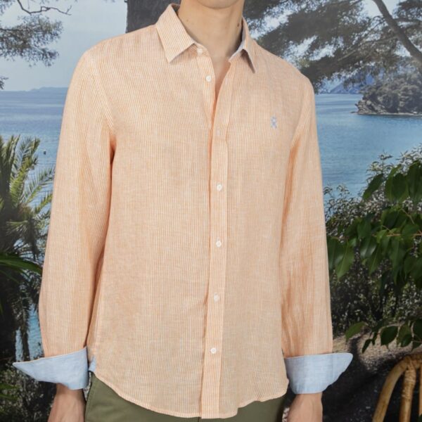 Vicomte Arthur : Chemise Clay lin orange clémentine – Image 2