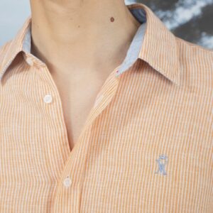 Vicomte Arthur : Chemise Clay lin orange clémentine