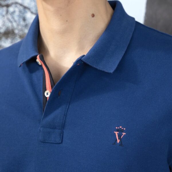Vicomte Arthur : Polo PIBO bleu klein logo bicolore