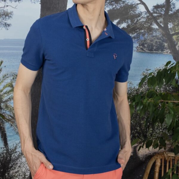 Vicomte Arthur : Polo PIBO bleu klein logo bicolore – Image 3