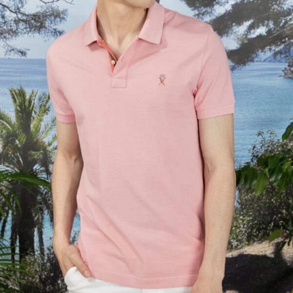 Vicomte Arthur : Polo PIBO rose camargue logo bicolore – Image 3