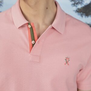 Vicomte Arthur : Polo PIBO rose camargue logo bicolore