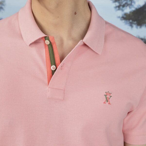 Vicomte Arthur : Polo PIBO rose camargue logo bicolore