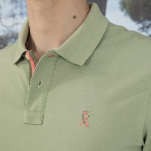 Vicomte Arthur : Polo PIBO vert sauge logo bicolore