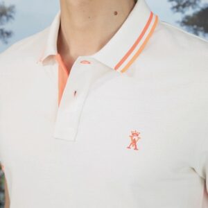 Vicomte Arthur : Polo PHIO blanc crème logo fluo