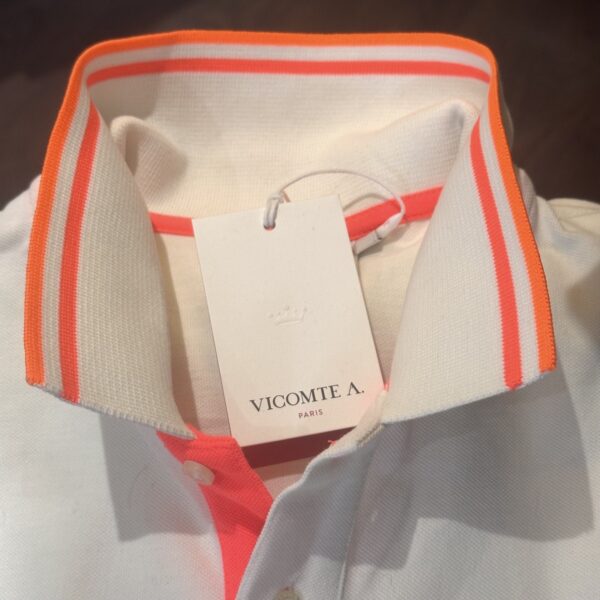 Vicomte Arthur : Polo PHIO blanc crème logo fluo – Image 2