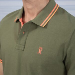 Vicomte Arthur : Polo PHIO vert romarin logo fluo