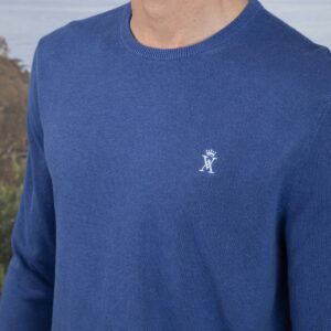 Vicomte Arthur : Pull col rond Kasper bleu klein