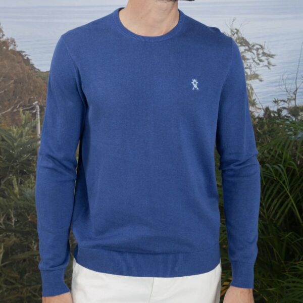 Vicomte Arthur : Pull col rond Kasper bleu klein – Image 2