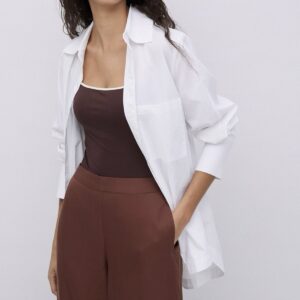 YERSE : Chemise en popeline de coton blanche