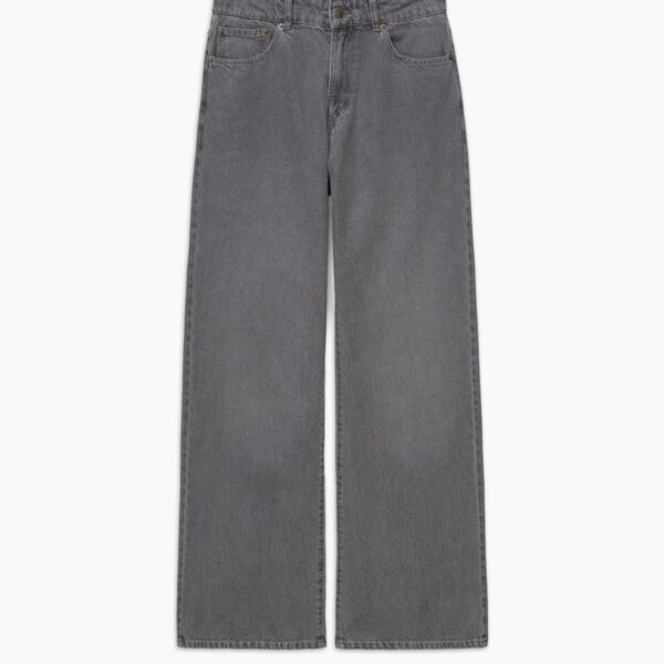 YERSE : Pantalon en jean wide leg gris – Image 3