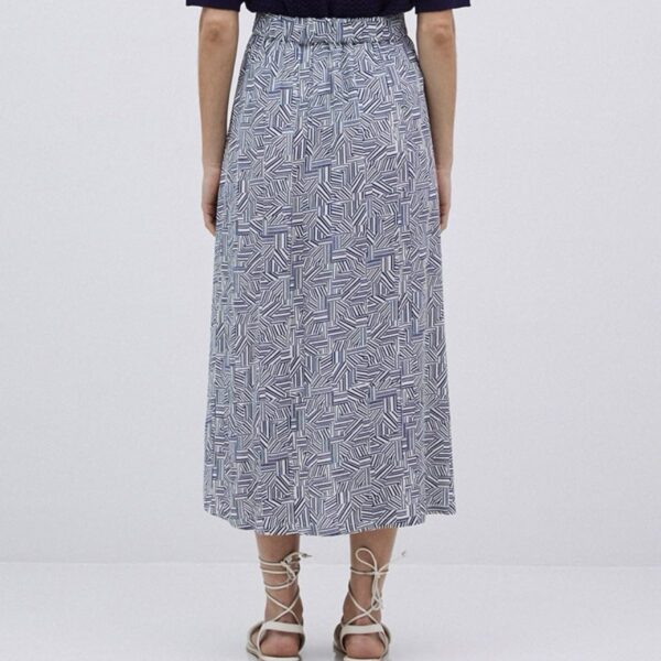 YERSE : Jupe midi en viscose bleu – Image 2