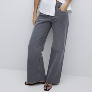 YERSE : Pantalon en jean wide leg gris