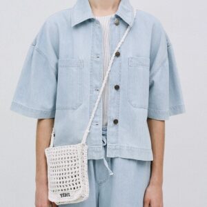 YERSE : Veste en jean coton lyocell bleu