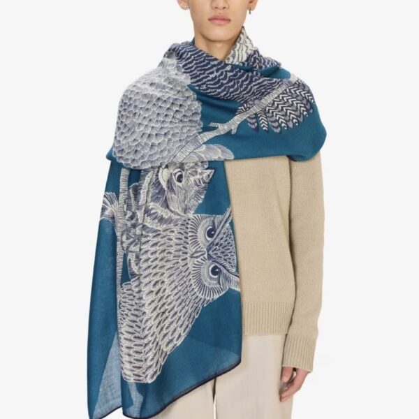 Inouï Éditions : Écharpe 80 Chouette Bleu – Image 2