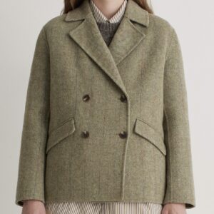 YERSE : Manteau court croisé en laine mélangée