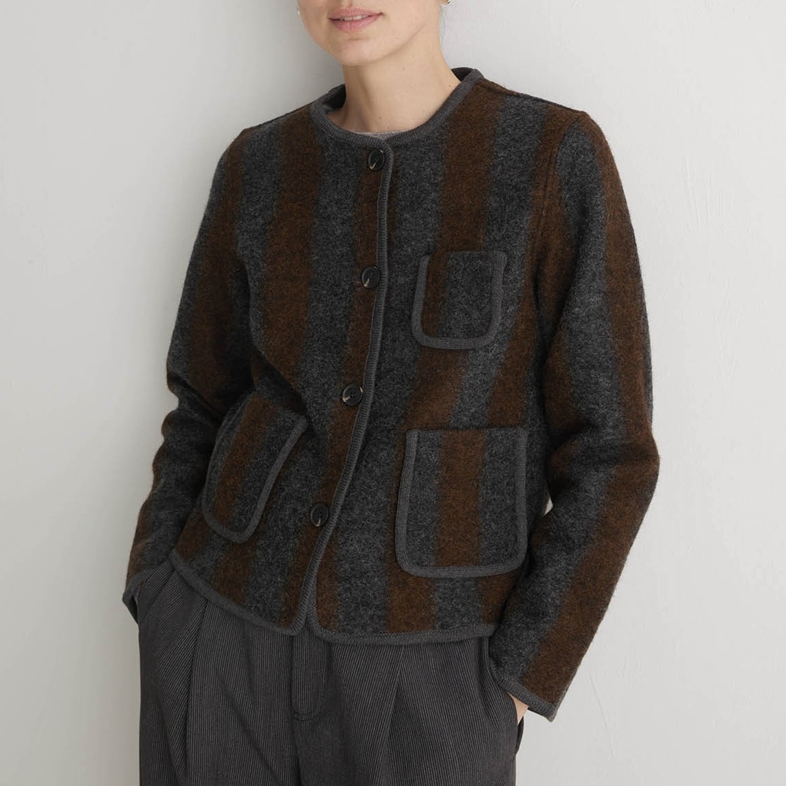 YERSE : Manteau court laine bouillie en mélange