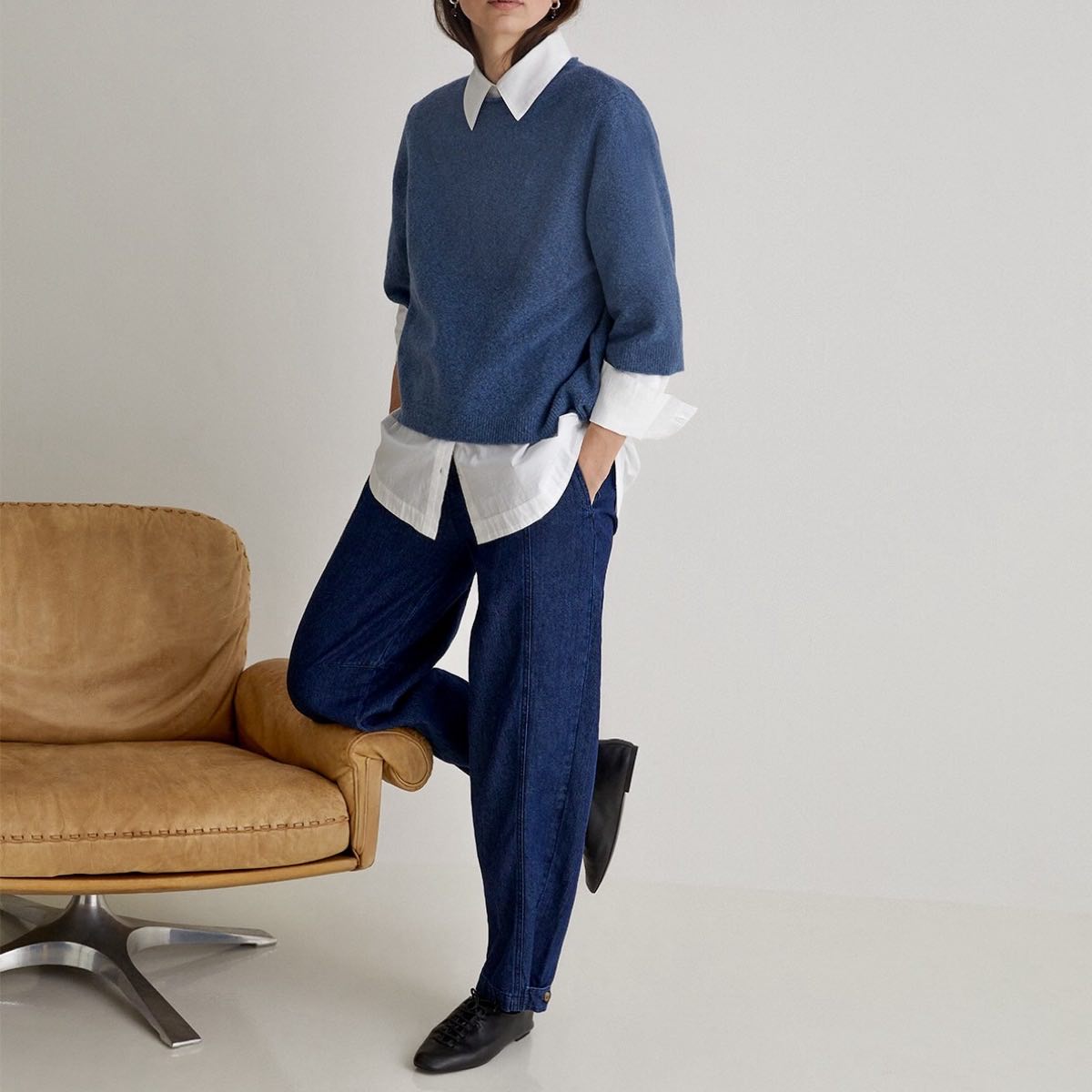 YERSE : Pull manches courtes bleu roi – Image 2