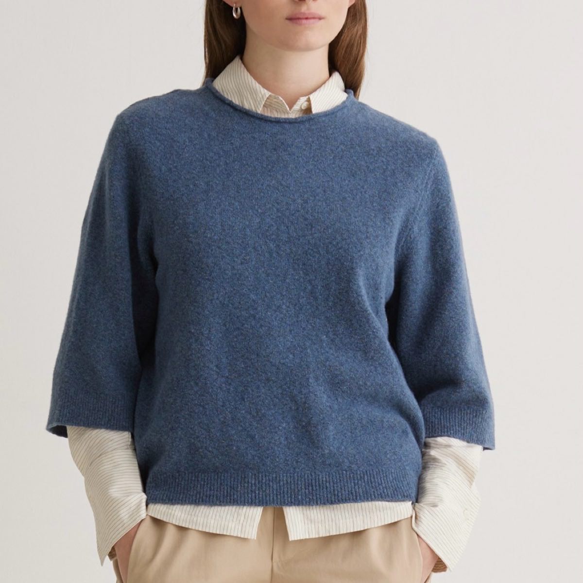 YERSE : Pull manches courtes bleu roi