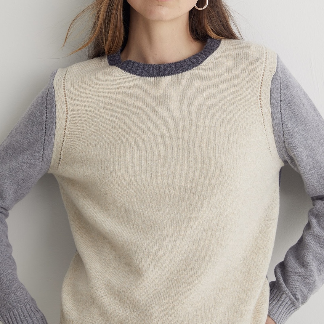 YERSE : Pull tricolore en mélange de laine RWS – Image 2