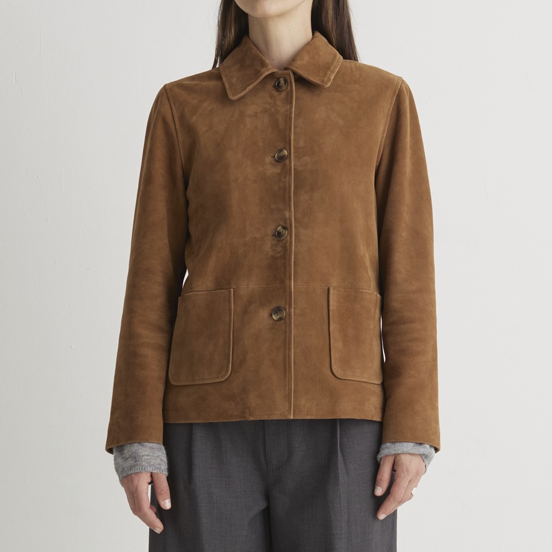 YERSE : Veste en suédé cuir Marron – Image 3