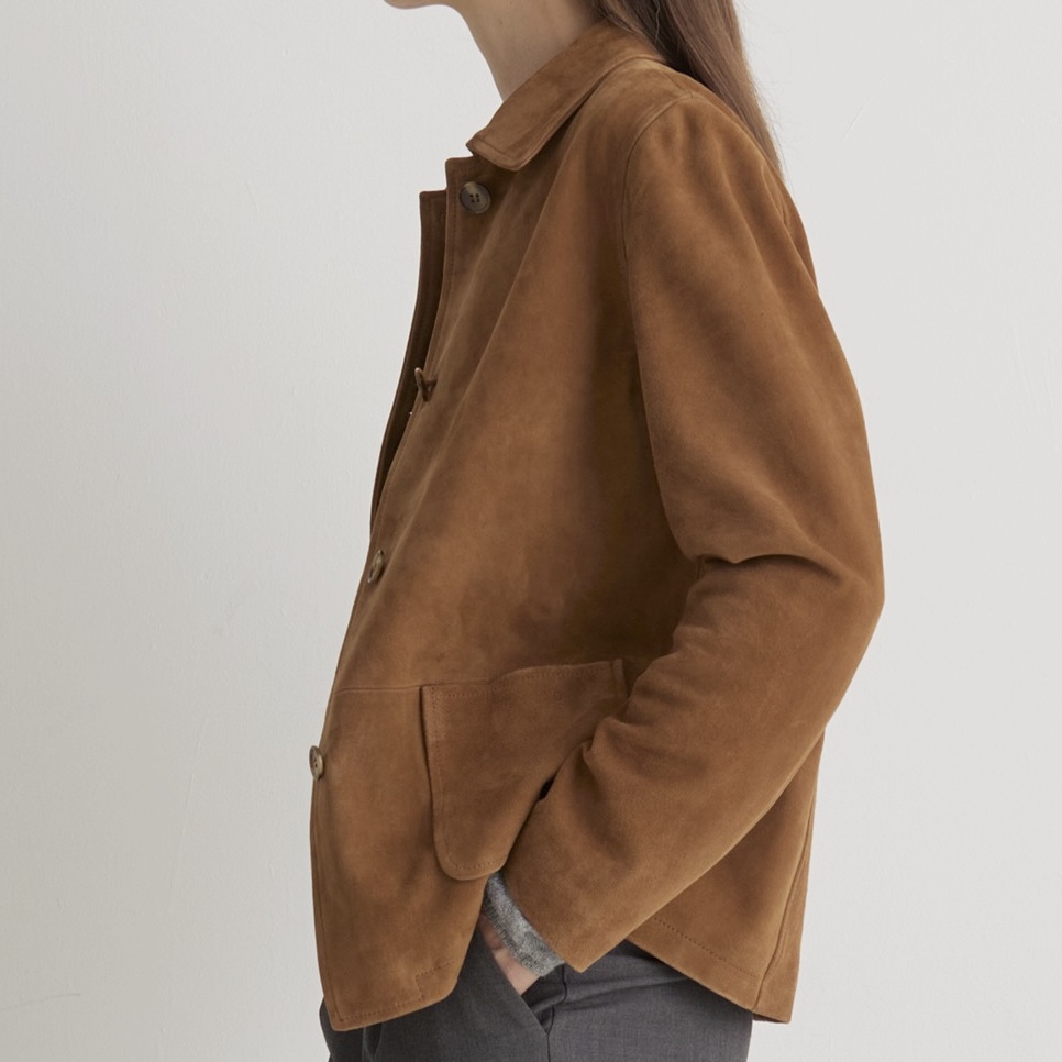 YERSE : Veste en suédé cuir Marron – Image 2