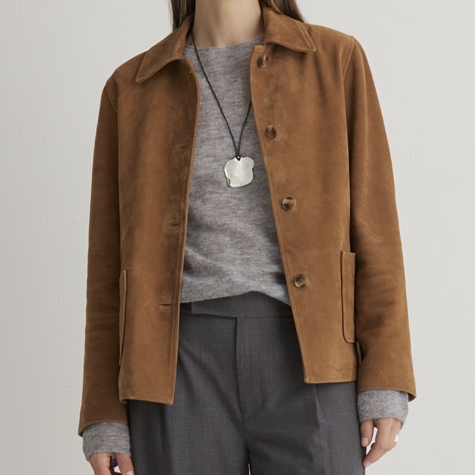 YERSE : Veste en suédé cuir Marron