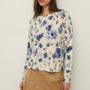 YERSE : Pull lin coton imprimé fleuri