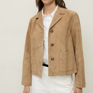 YERSE : Veste en daim à col revers